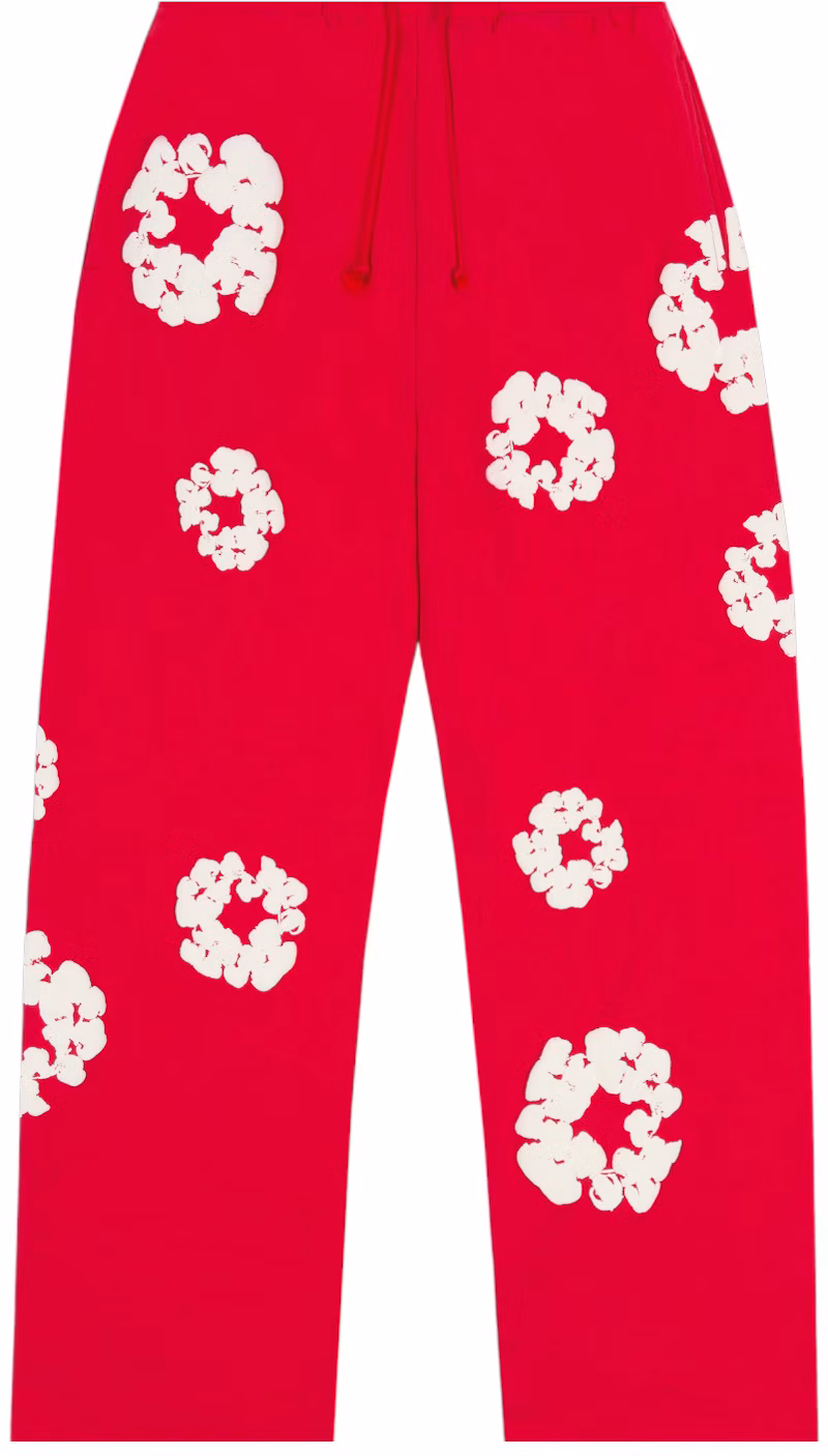 Denim Tears Cotton Wreath Baggy Sweatpants Red