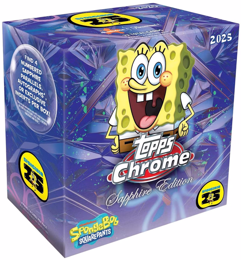2025 Topps Chrome Spongebob Sapphire Edition Hobby Box