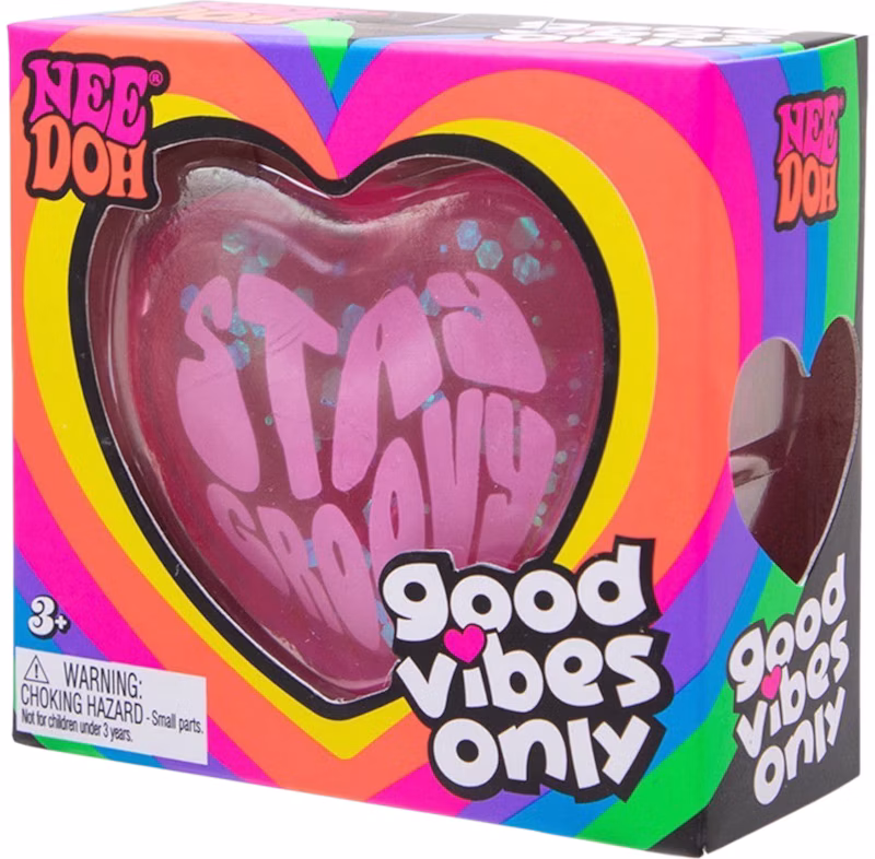 NeeDoh Good Vibes Only Squishy Fidget Toy Pink (Text on Heart May Vary)