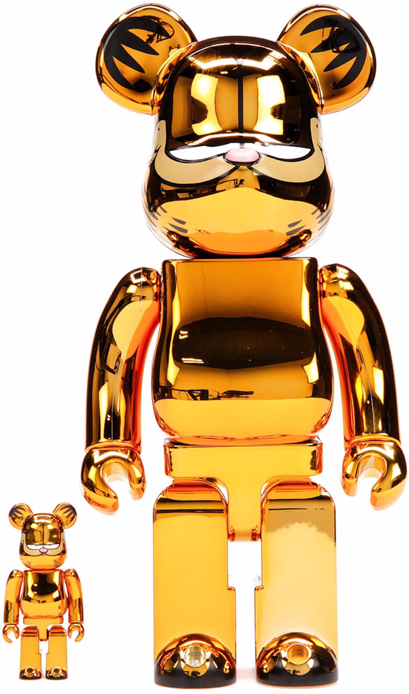 Bearbrick Garfield 100% & 400% Set Gold Chrome Ver.