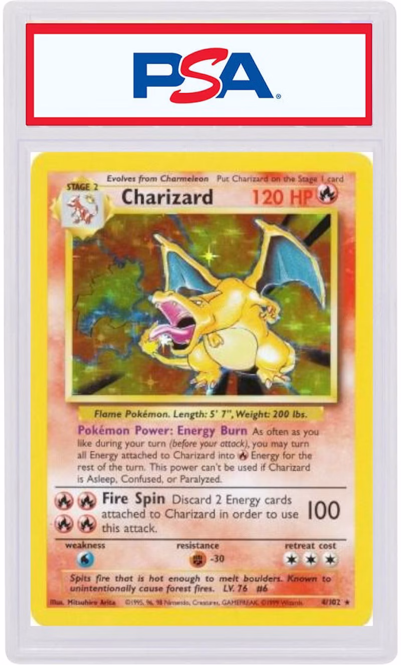 Charizard-Holo 1999 Pokémon Base Set Shadow #4/102 (PSA or BGS Graded)