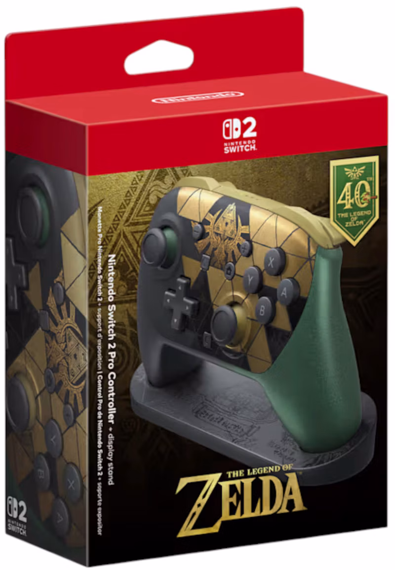 Nintendo Switch 2 The Legend of Zelda 40th Anniversary Edition Pro Controller + Display Stand