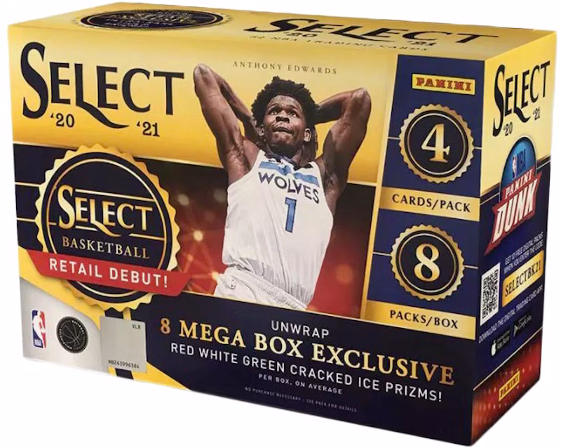 2020-21 Panini Select Basketball Mega Box (Red/White/Green Cracked Ice Prizms)