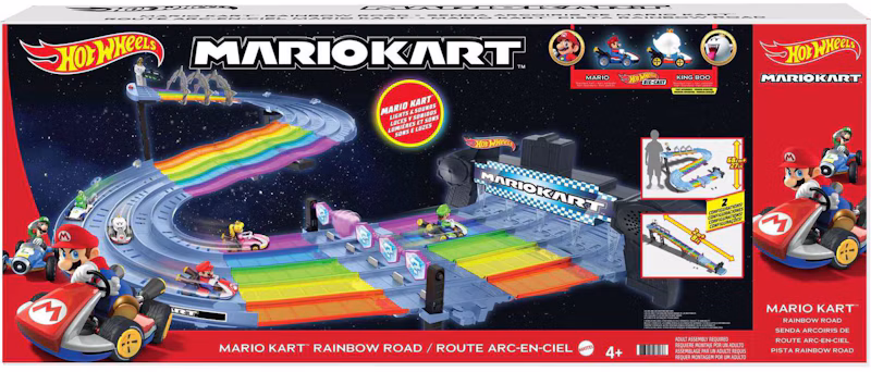 Hot Wheels Mario Kart Rainbow Road Raceway Set 1/64 Scale