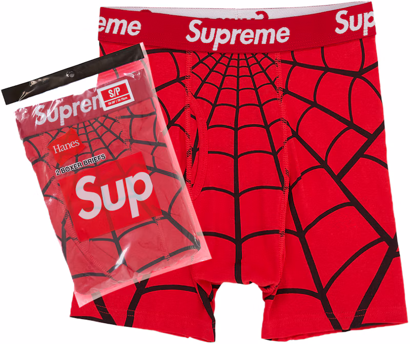 Supreme Hanes Spider-Man Boxer Briefs (2 Pack) Red