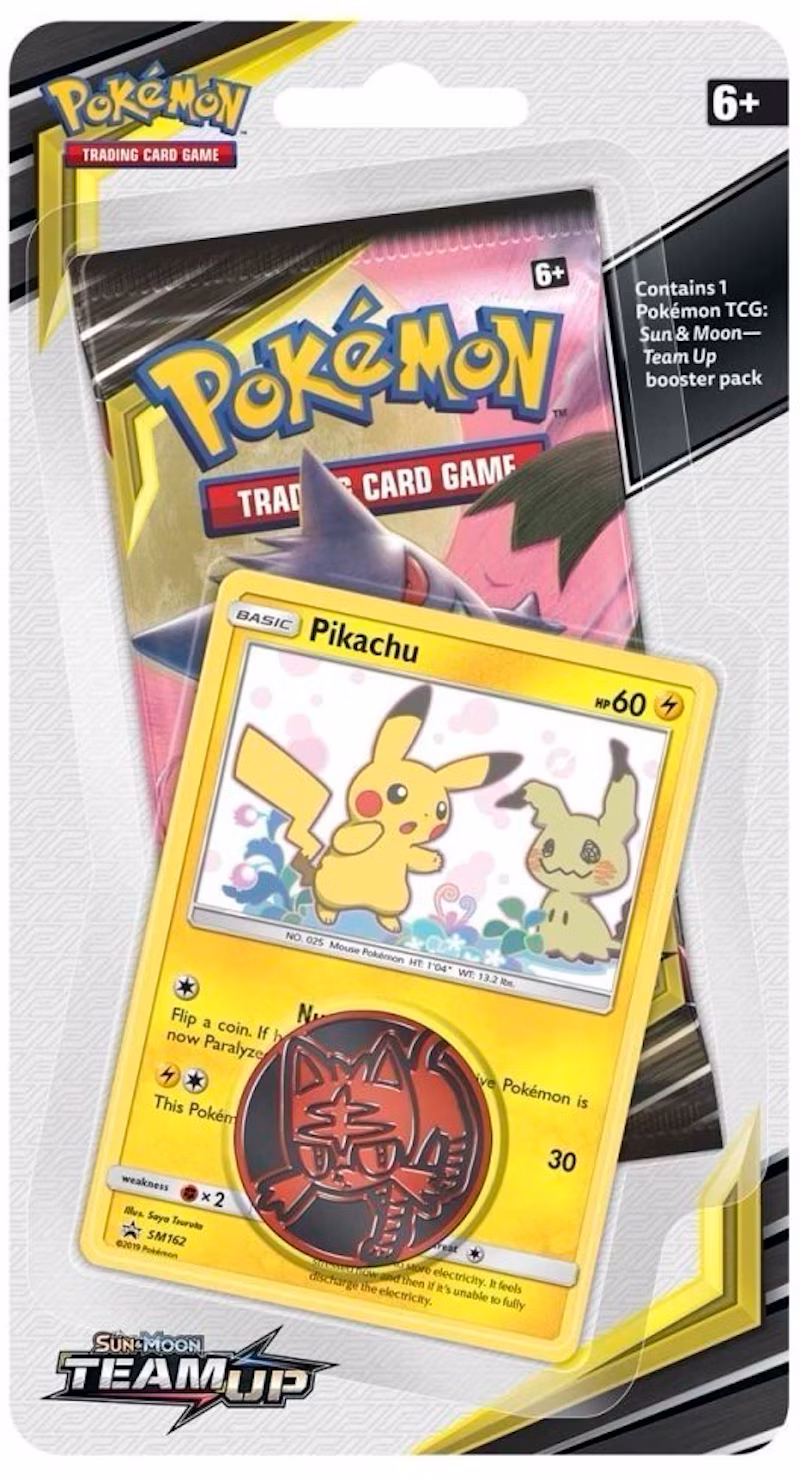 2019 Pokémon Sun & Moon Team Up Booster Pack, Coin & Pikachu Promo Card