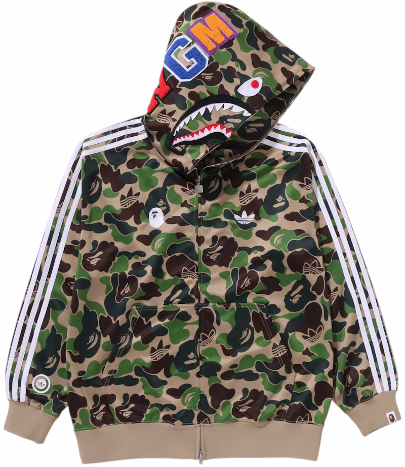 adidas x BAPE Relaxed Fit Track Camo Shark Full Zip Hoodie Green