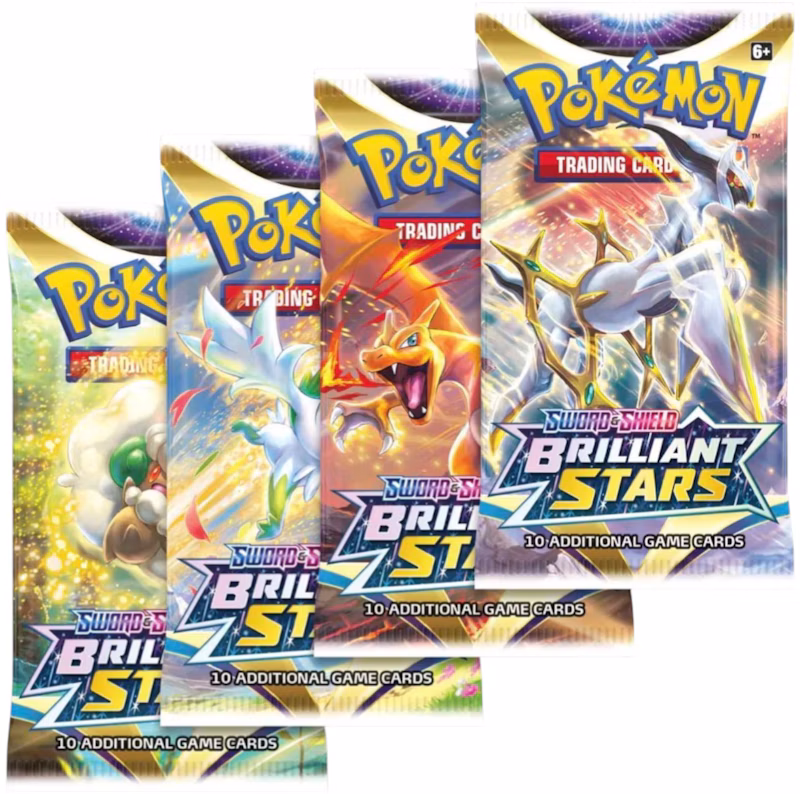 Pokémon Sword & Shield Brilliant Stars Booster Pack 4x Lot (Artwork May Vary)