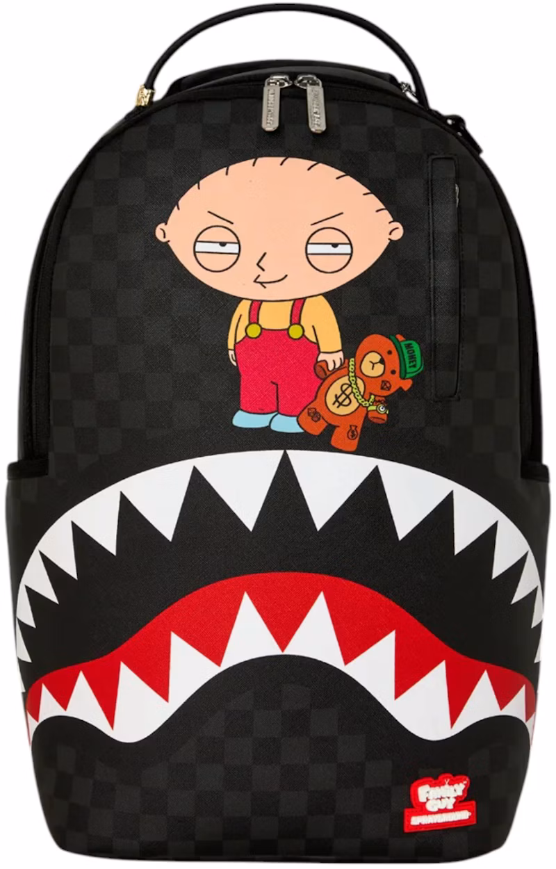 Sprayground Family Guy Stewie Holding Bear Keychain Backpack Black