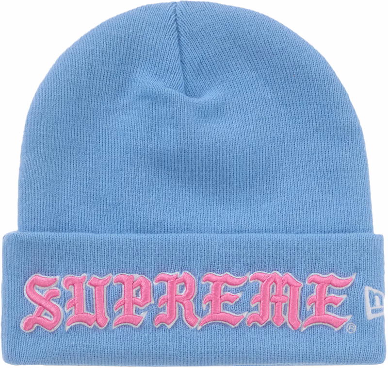 Supreme New Era Old English Beanie Blue