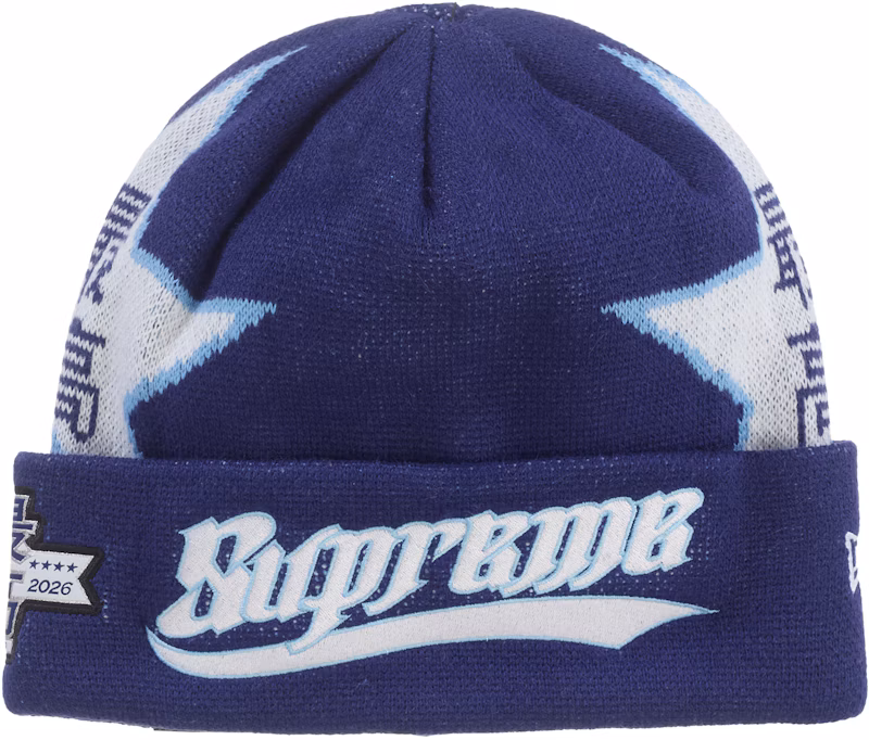 Supreme New Era Stars Beanie Navy