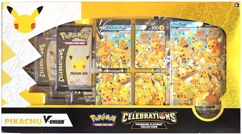 Pokémon TCG 25th Anniversary Celebrations Pikachu V Union Premium Playmat Collection Box