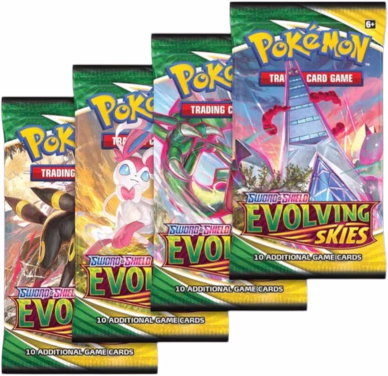 Pokémon Sword & Shield Evolving Skies Booster Pack 4x Lot (Artwork May Vary)