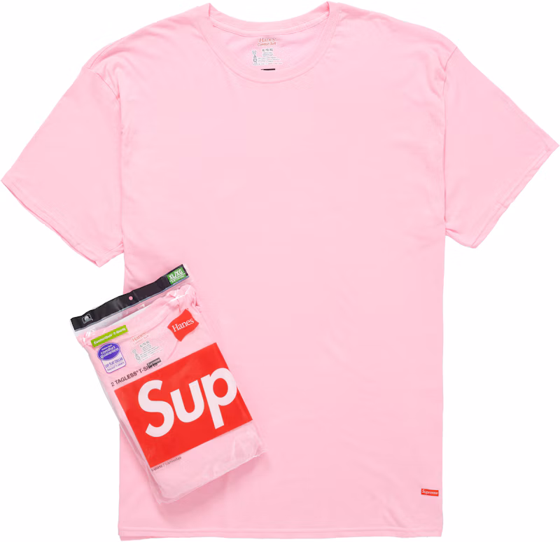 Supreme Hanes Tagless Tees (2 Pack) Pink