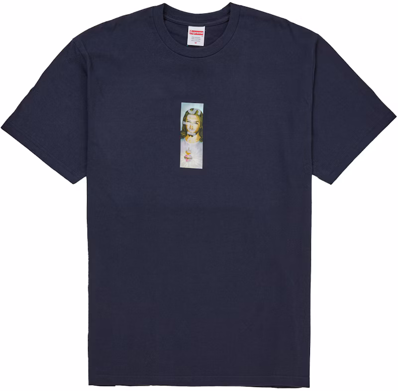 Supreme Prayer Card Box Logo Tee Navy