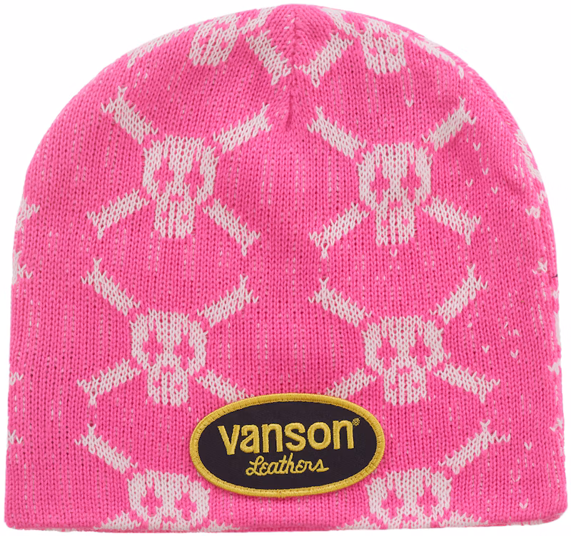 Supreme Vanson Leathers Skull Beanie Pink