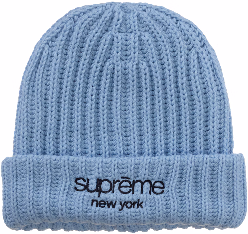 Supreme Classic Logo Chunky Ribbed Beanie (FW26) Light Blue