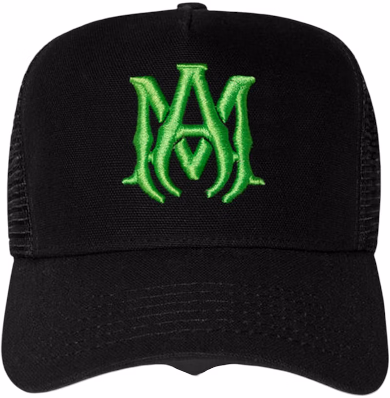 AMIRI MA Logo Trucker Hat Cap Black/Green