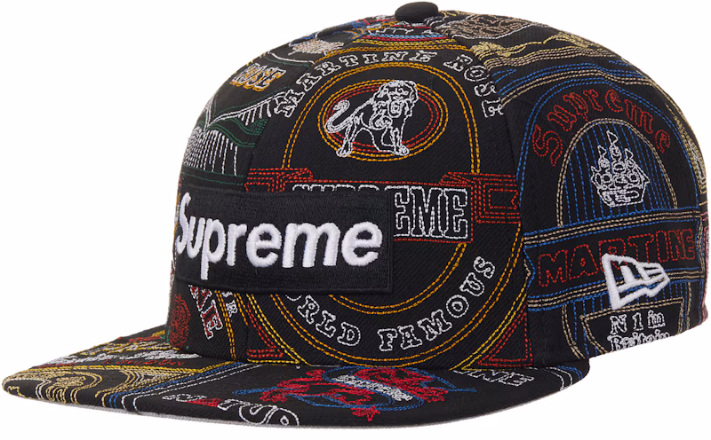Supreme Martine Rose Patchwork Labels Box Logo New Era 59Fifty Fitted Cap Black