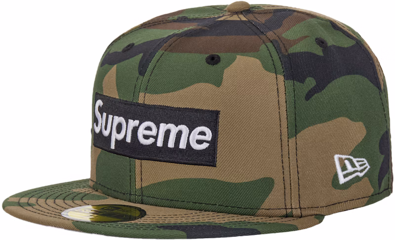 Supreme Rings Box Logo New Era 59Fifty Fitted Hat Woodland Camo