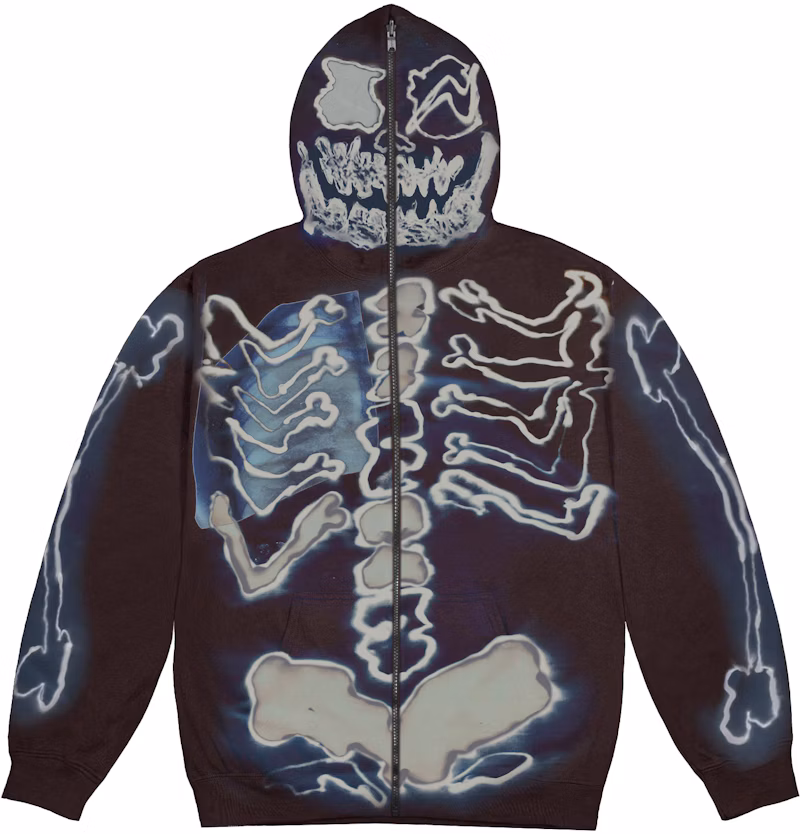 Travis Scott Cactus Jack For Fragment Skeleton Graffiti Full Zip Hoodie Multi