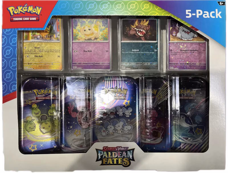 Pokémon Paldean Fates Costco 5 Mini Tin Bundle (Tin Art Mary Vary)