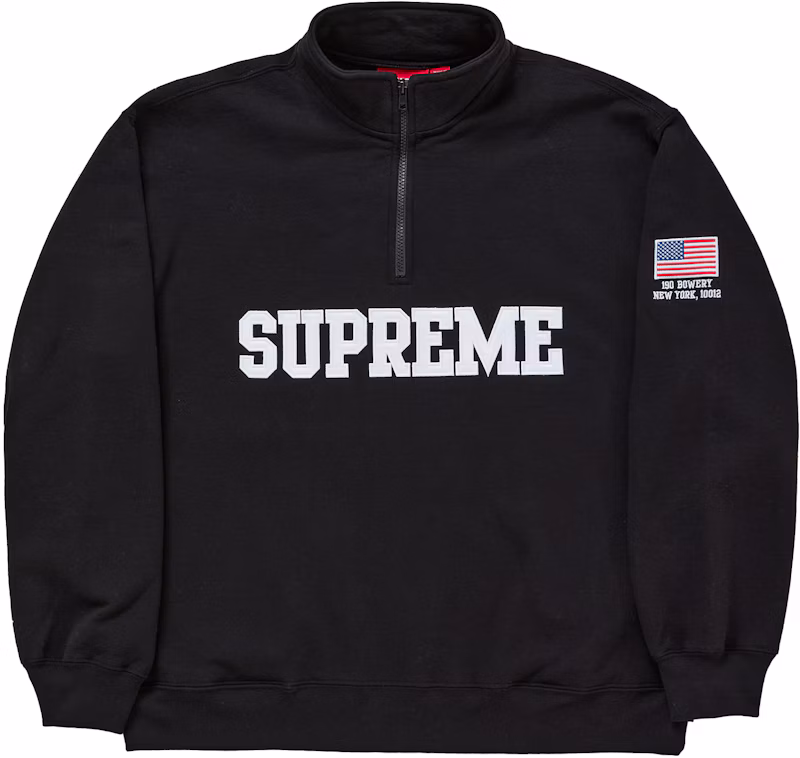 Supreme Shop Flag Half Zip Pullover Black