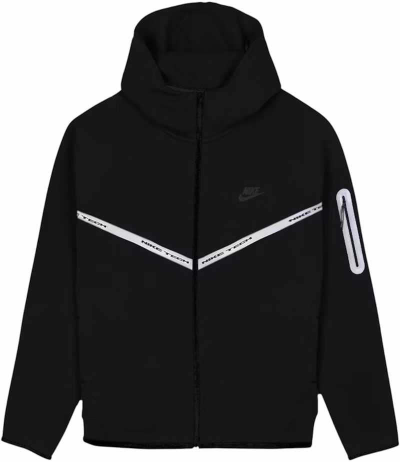 Nike Tech Fleece Reflective Full Zip Hoodie Black/White