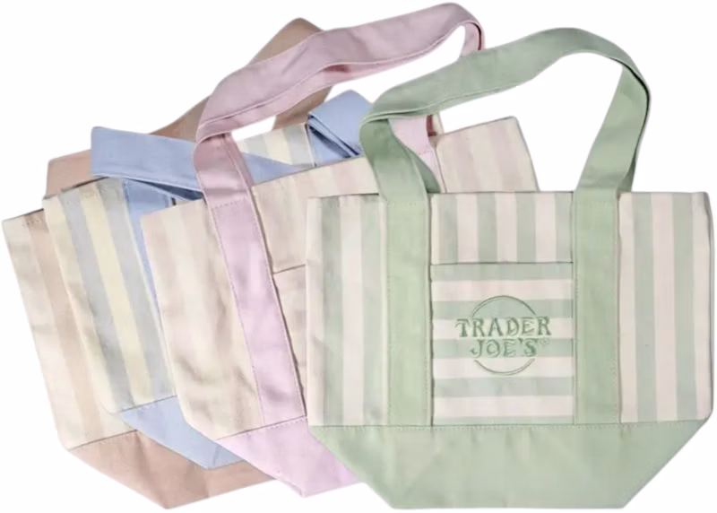 Trader Joe's Mini Canvas Tote Bag (Set of 4) Striped