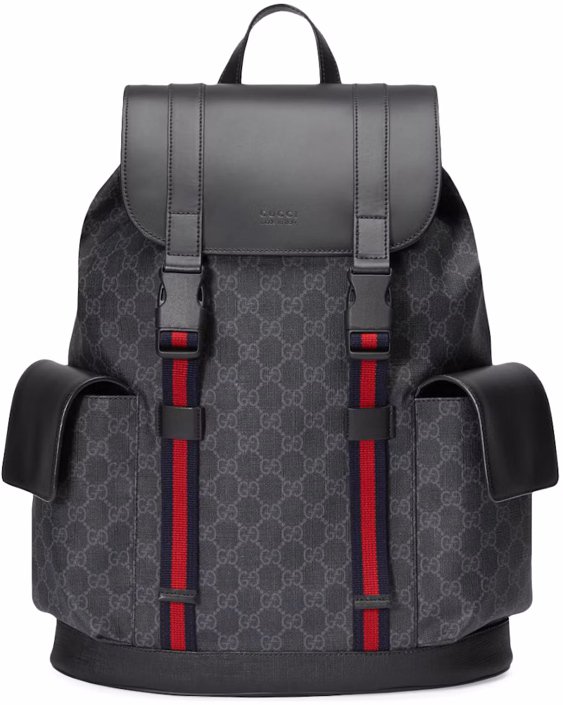 Gucci Soft Backpack GG Supreme Blue/Red Web Black/Grey