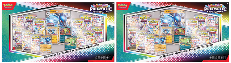 2025 Pokémon Scarlet & Violet Prismatic Evolutions Lucario ex & Tyranitar ex Premium Collection (Sam's Club Exclusive) 2x Lot