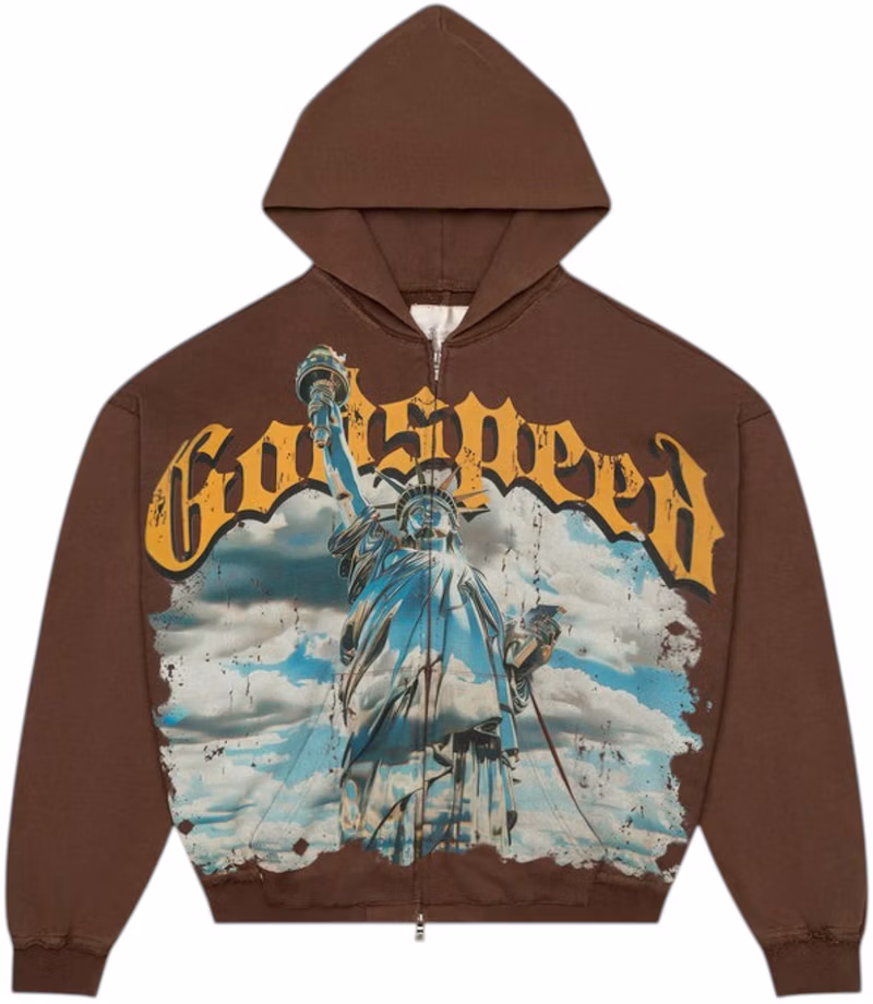 Godspeed Chrome Liberty Zip V2 Hoodie Brown Wash