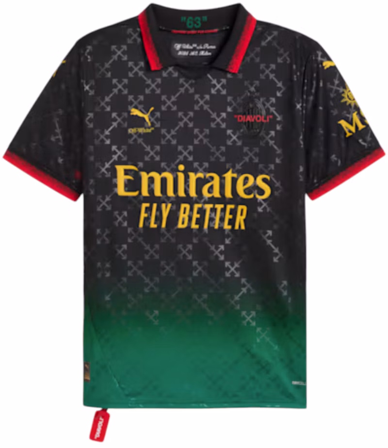 OFF-WHITE x Puma AC Milan Replica Jersey Black