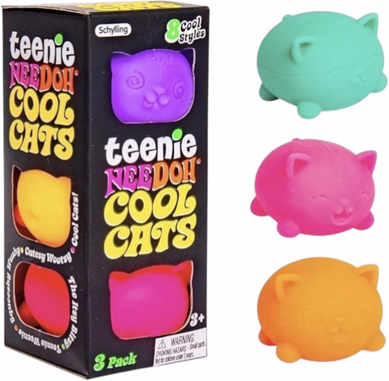 NeeDoh Teenie Cool Cat Squishy Fidget Toy Multicolor (Colors May Vary)