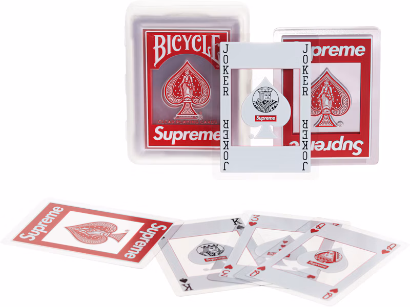 Supreme Bicycle Clear Playing Cards Red