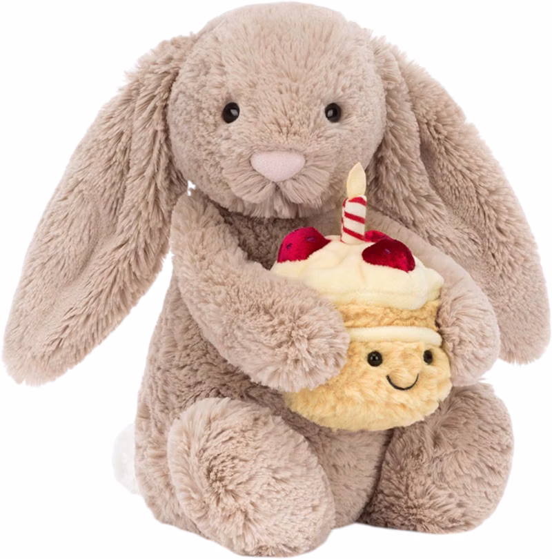 Jellycat Bashful Beige Bunny 'Birthday' Plush