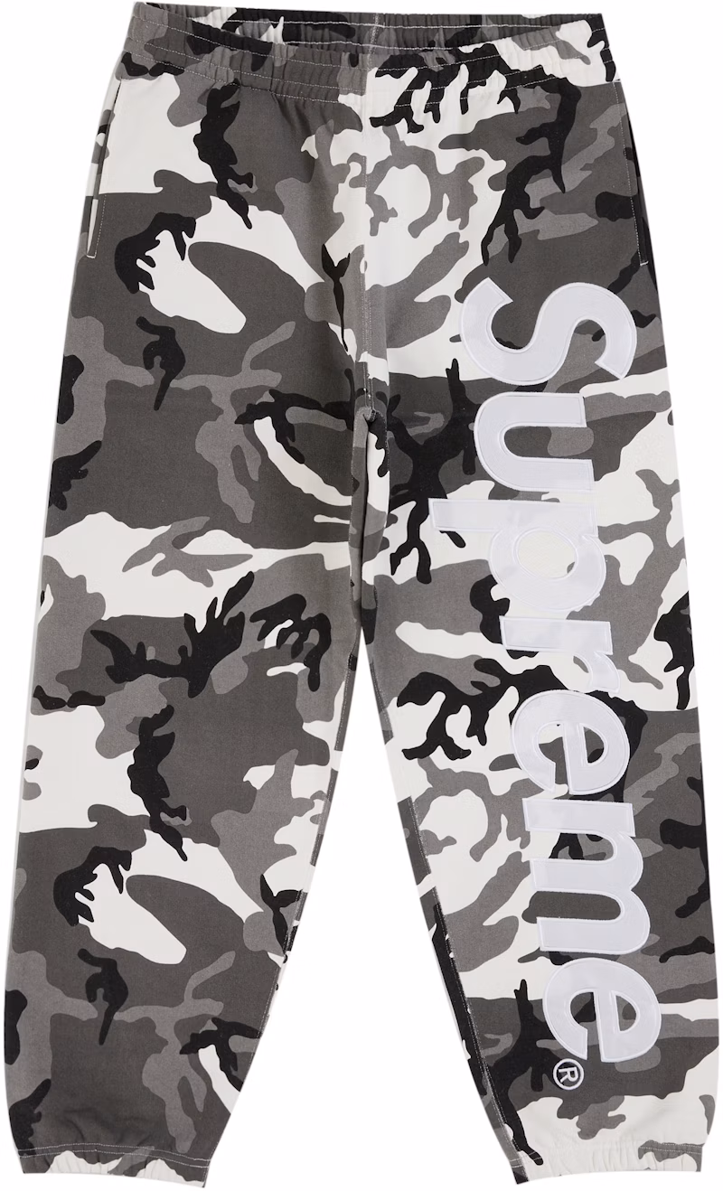 Supreme Satin Applique Sweatpant (SS26) Snow Camo
