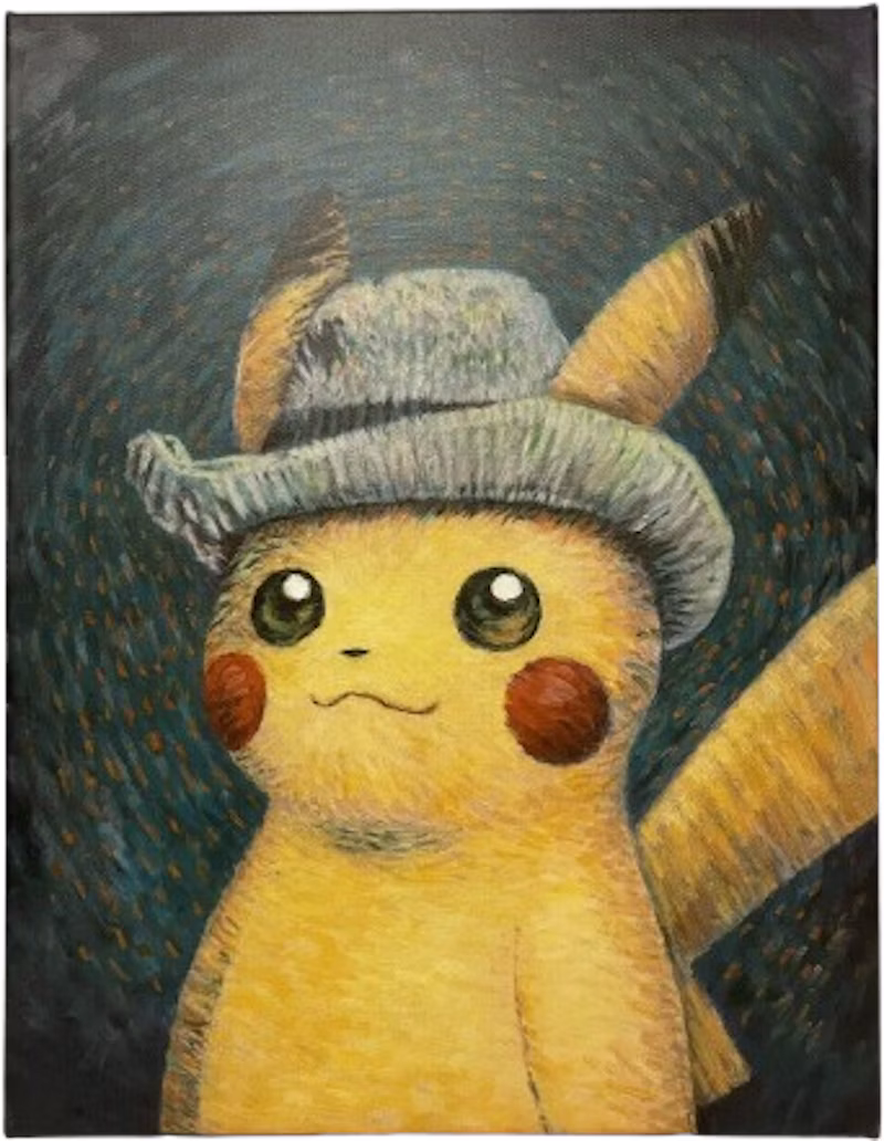 Pokemon Center x Van Gogh Museum: Pikachu Inspired by Self-Portrait with Grey Felt Hat Canvas Wall Art + COA