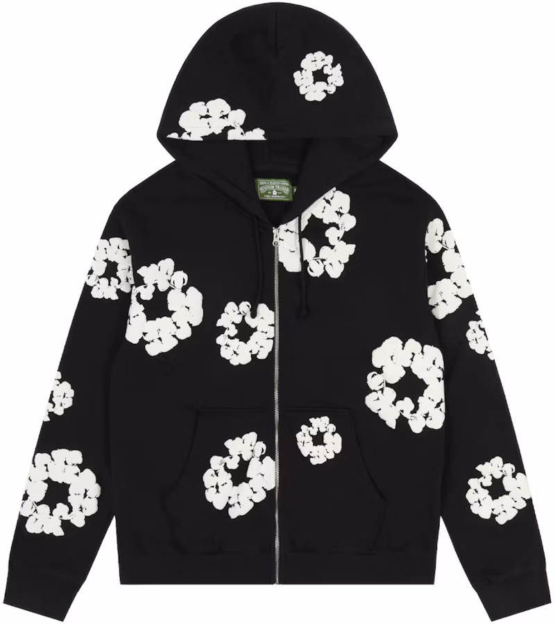 Denim Tears Cotton Wreath Zip Hoodie Black