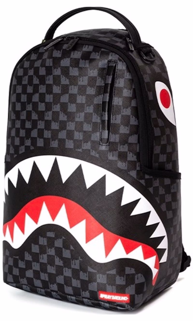 Sprayground Drip Check Shark Backpack Black/Grey Checker