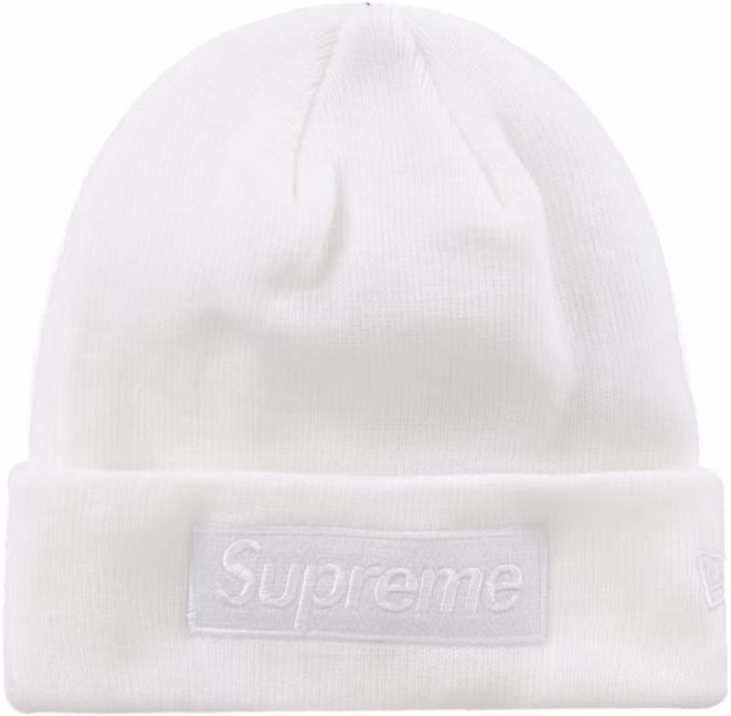 Supreme New Era Box Logo Beanie (FW23) White