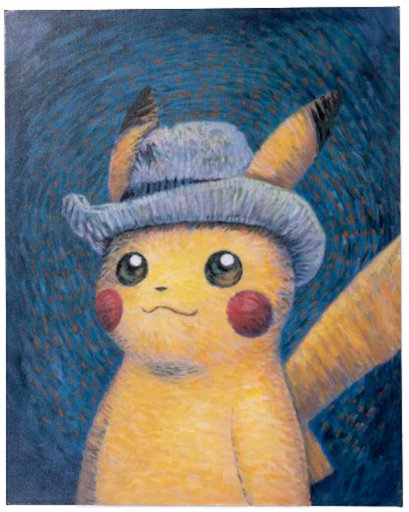 Pokemon Center x Van Gogh Museum: Pikachu Inspired by Self-Portrait with Grey Felt Hat Canvas Wall Art
