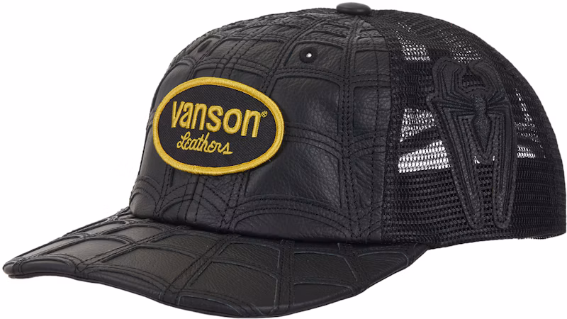 Supreme Vanson Leathers Spider-Man Mesh Back 6-Panel Hat Black