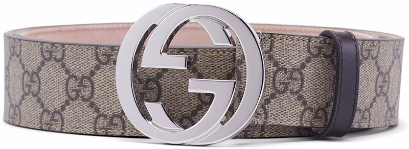 Gucci Belt GG Supreme Interlocking G Buckle 1.5W Beige Ebony/Cocoa
