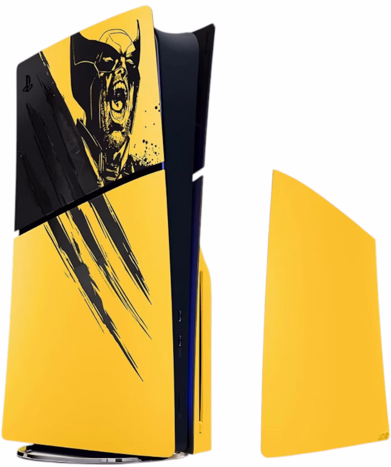 Sony PS5 Slim Marvel Wolverine Battle Yellow Limited Edition Console Cover Yellow