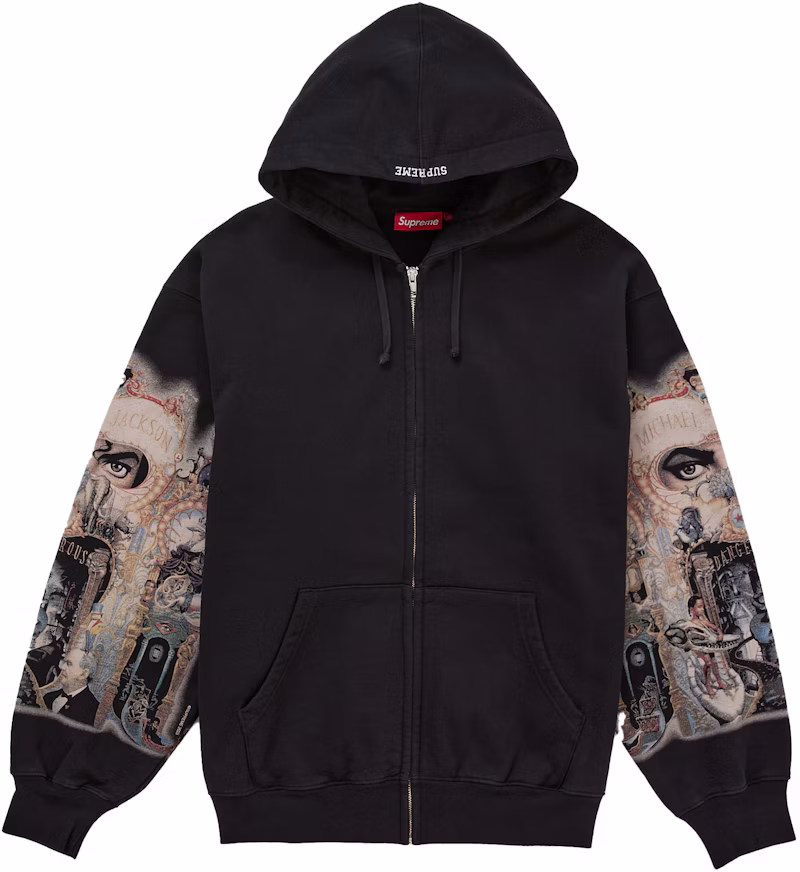 Supreme Michael Jackson Dangerous Zip Up Hooded Sweatshirt Black