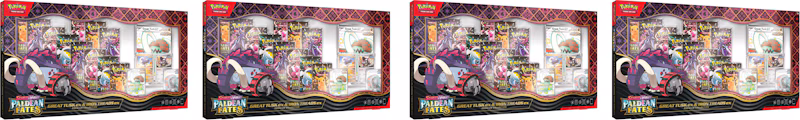 2025 Pokémon Scarlet & Violet Paldean Fates Great Tusk ex & Iron Treads ex Premium Collection Box 4x Lot