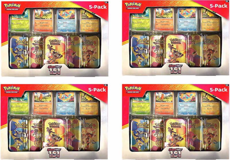 Pokémon Scarlet & Violet 151 Costco 5 Mini Tin Bundle 4x Lot (Tin Art Mary Vary)