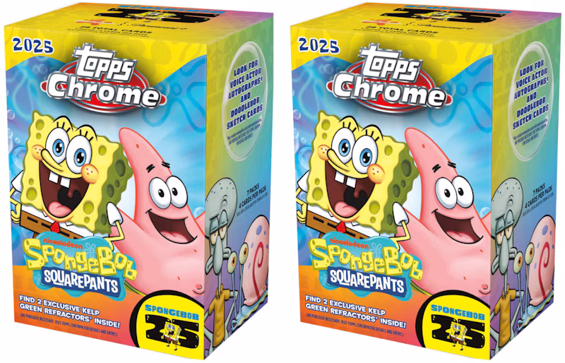 2025 Topps Chrome SpongeBob 25th Anniversary Blaster Box 2x Lot