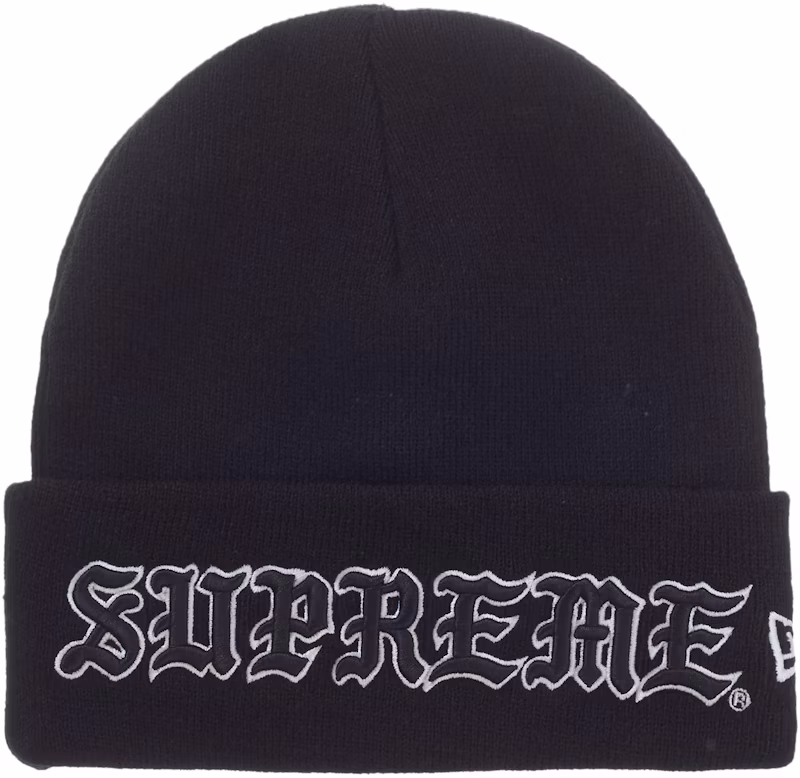 Supreme New Era Old English Beanie Black
